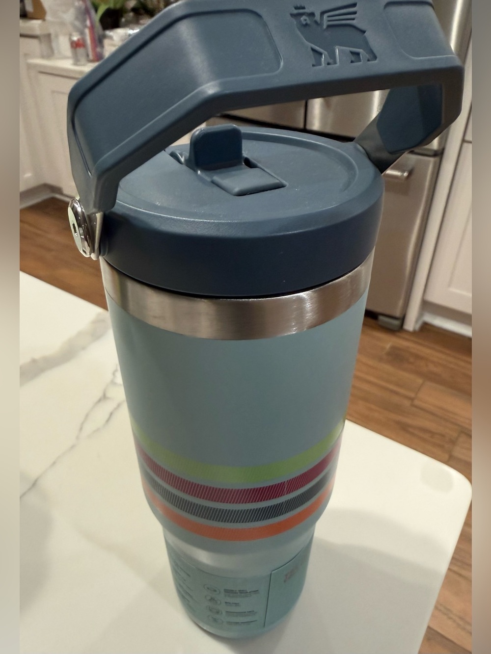 STANLEY- The Varsity Collection Iceflow Tumbler with Seafoam Stripes. 30 oz - Picture 2 of 8